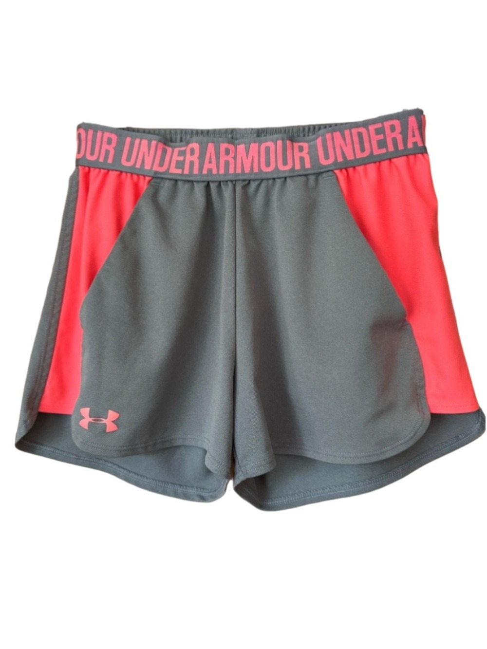 Under Armour HeatGear Loose fit Gray & Coral Athletic Shorts size XS